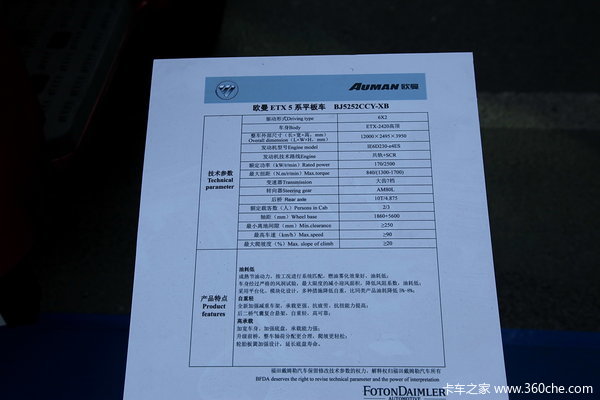 福田 欧曼ETX 5系重卡 230马力 6X2 仓栅载货车(BJ5252CCY-XB)上装图（3/3）