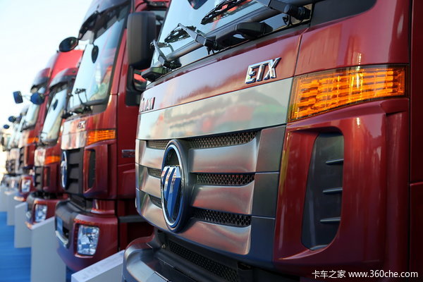 福田 欧曼ETX 6系重卡 290马力 8X4 仓栅载货车(BJ5313CCY-XC)外观图（4/5）